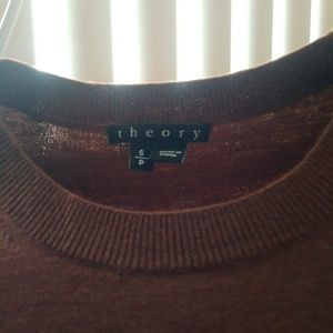 Theory Chestnut Brown Long Sleeve Crew Sweater